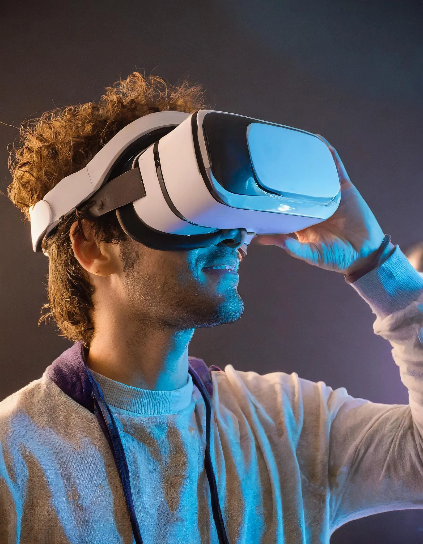 Man wearing VR goggles