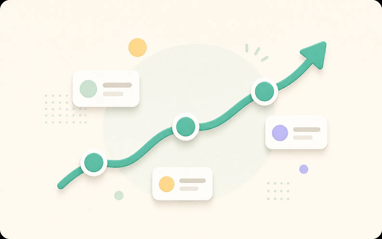 Abstract upward data line with rounded nodes